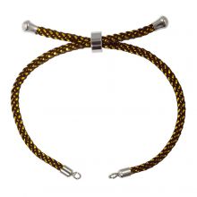Armband DIY - Geflochtene Nylonkordel Verstellbar (22 cm) Dark Brown -  Altsilber (1 Stück)