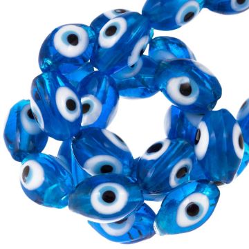 Glasperlen Evil Eye (13 x 8 mm) Blue (30 Stück)
