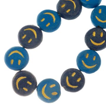 Keramikperlen Smiley (17 x 6 mm) Ocean Mix (11 Stück)