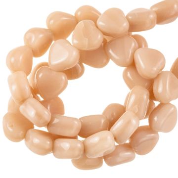 Glasperlen Herzen (6 x 6 x 4 mm) Apricot (37 Stück)