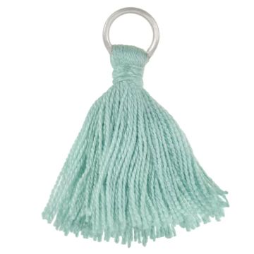 Quasten (35 x 7 mm) Peppermint / Altsilber (5 Stück)