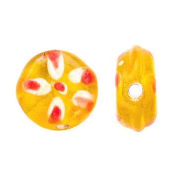 Glasperlen Lampwork Blume (10 x 12 x 6 mm) Mimosa (5 Stück)