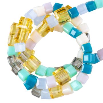 Glasperlen Würfel (4 x 4 - 3 x 3 mm) Summer Blue (53 Stück)