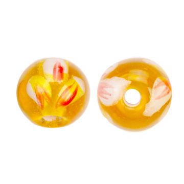 Glasperlen Lampwork Blume (8 x 9 mm) Mimosa (5 Stück)