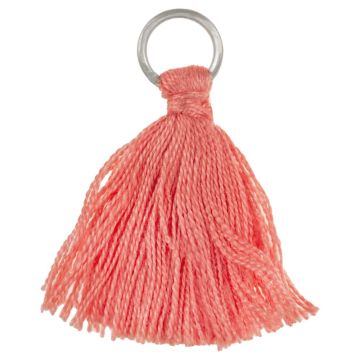 Quasten (35 x 7 mm) Coral Peach / Altsilber (5 Stück)