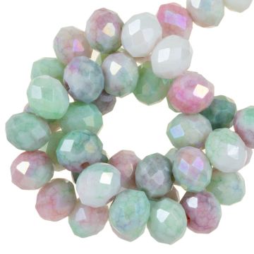 Galvanisierte Facettperlen Rondell (8 x 6 mm) Rosy Green (65 Stück)