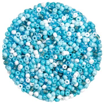 Perlenmischung - Rocailles (3 mm) Mix Color Light Sky Blue (50 Gramm)