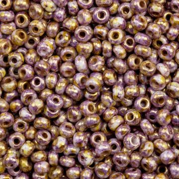 DQ Rocailles (3 mm) Chalk White Lila Gold Luster (15 Gramm)