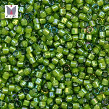 Miyuki Delica Perlen (11/0) White Lined Light Green AB (2.8 Gramm)