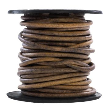 Lederband Rund (2 mm) Natural Dye Dark Brown (5 Meter)