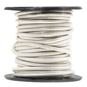 Lederband Rund (2 mm) Metallic Silver Pearl (5 Meter)