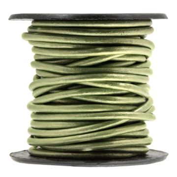 Lederband Rund (1 mm) Metallic Vintage Green (10 Meter)