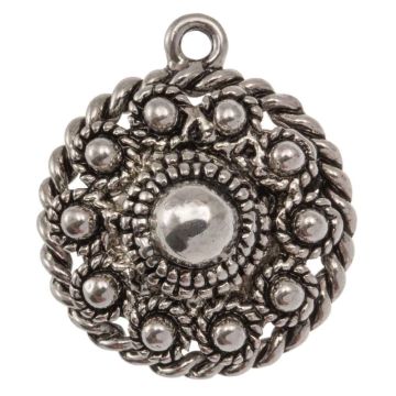 Pendant Zeeland Trachtenknopf (27 x 23 x 9 mm) Altsilber (2 Stück)