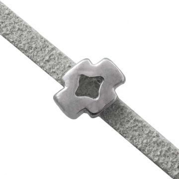 Schiebeperle Kreuz (Innenmaß 3 x 2 mm) Altsilber (10 Stück)