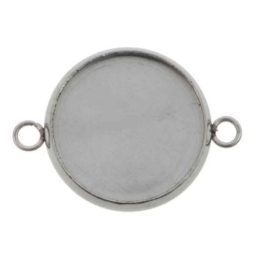 Edelstahl Schmuckverbinder Fassung (14 mm) Altsilber (10 Stück)