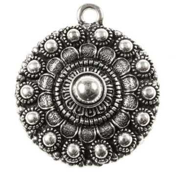 Pendant Zeeland Trachtenknopf (38 x 35 x 11 mm) Altsilber (1 Stück) 