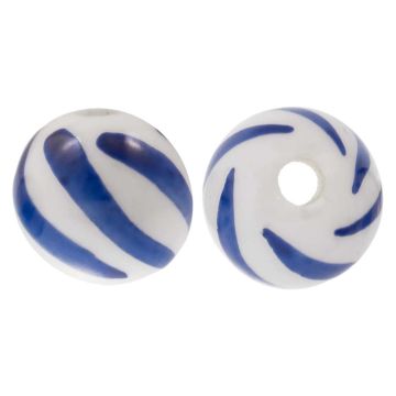 Delfter Blau Keramikperlen (10 mm) White-Blue (4 Stück)
