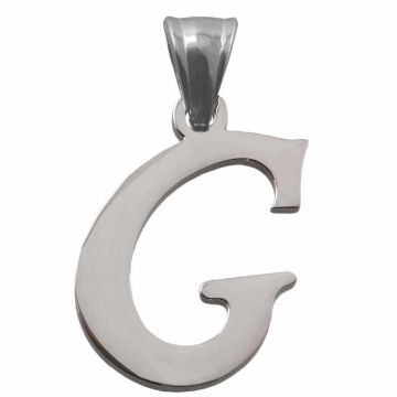 Edelstahl Buchstabenanhänger G (33 x 18 x 2 mm) Altsilber (1 Stück)