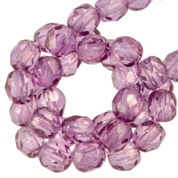 DQ Feuerpolierte Facettperlen (4 mm) Crystal Lila Luster (50 Stück)