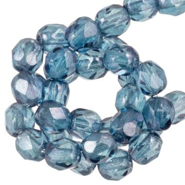 DQ Feuerpolierte Facettperlen (3 mm) Crystal Baby Blue Luster (50 Stück)
