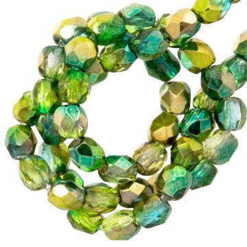 DQ Feuerpolierte Facettperlen (3 mm) Crystal Magic Green (50 Stück)