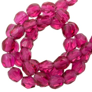 DQ Feuerpolierte Facettperlen (Fuchsia) 4 mm (50 Stück)