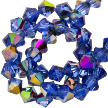 DQ Bicone Facettperlen (4 mm) Sapphire Vitrail (30 Stück)