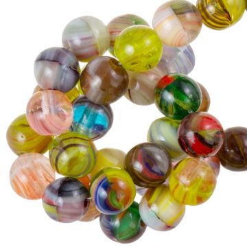 DQ Glasperlen Marble (4 mm) Multicolor (48 Stück)