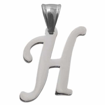 Edelstahl Buchstabenanhänger H (35 x 22 x 2 mm) Altsilber (1 Stück)