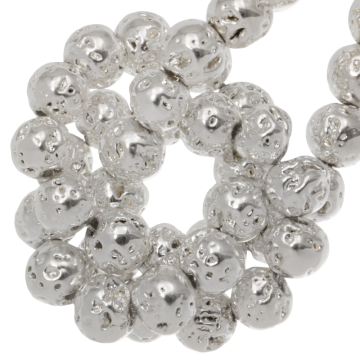 Galvanisierte Lava Perlen (4 mm) Silver (88 Stück)