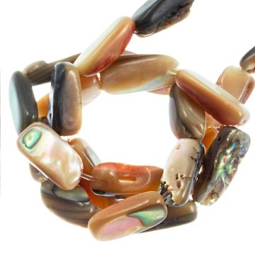Paua Muschelperlen (8 - 11 x 5 x 3 - 4 mm) Multi Color (39 Stück)