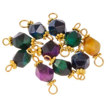 Tigerauge Schmuckverbinder (17.5 - 18.5 x 7 - 8 mm) Gold (10 Stück)
