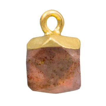 Erdbeerquarz Charm (12 x 10 mm) Gold (1 Stück)