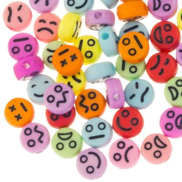 Acrylperlen Smiley (7 x 3.5 mm) Silver-Black (50 Stück)