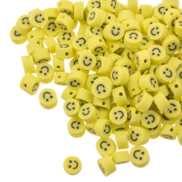 Polymer Perlen Smiley (5 x 3 mm) Yellow (50 Stück)