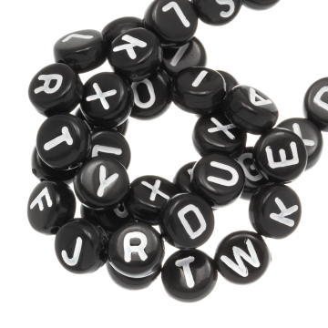 Acryl Buchstabenperlen Mix Vollständiges Alphabet (7 x 4 mm) Black-White (26 x 5 Buchstaben)