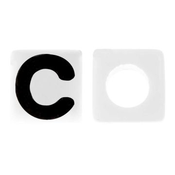 Acryl Buchstabenperlen C (7 x 7 mm) White-Black (50 Stück)