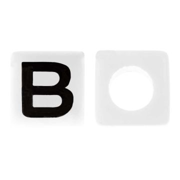 Acryl Buchstabenperlen B (7 x 7 mm) White-Black (50 Stück)