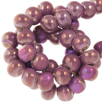 Keramikperlen Perlmutt Optik (7 x 5 mm) Orchid (25 Stück)