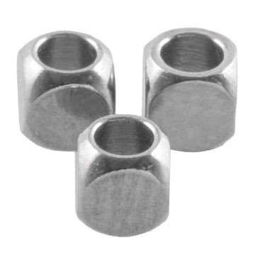 Edelstahl Perlen Würfel (2 x 2 mm) Altsilber (25 Stück)