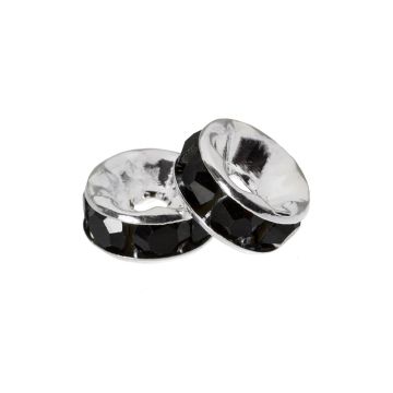 Strassstein Spacer Perlen (4 x 2 mm) Black (10 Stück)
