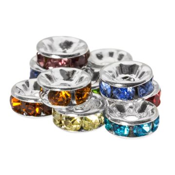 Strassstein Spacer Perlen (6 x 3 mm) Mix Color (10 Stück)