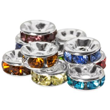 Strassstein Spacer Perlen (8 x 4 mm) Mix Color (10 Stück)
