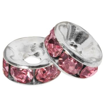 Strassstein Spacer Perlen (8 x 4 mm) Pink (10 Stück)