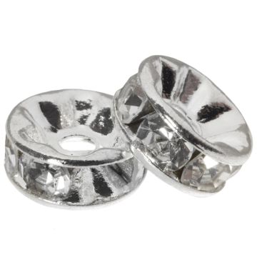 Strassstein Spacer Perlen (8 x 4 mm) Clear Crystal (10 Stück) 