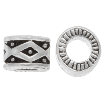 Metallperlen Großes Loch (10 x 7 mm) Altsilber (5 Stück)