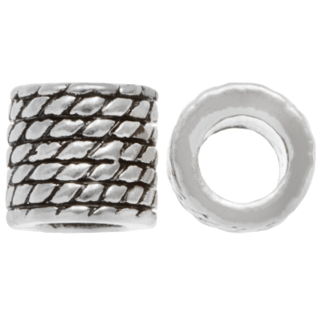 Metallperlen Großes Loch (9 x 8 mm) Altsilber (5 Stück)