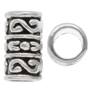 Metallperlen Großes Loch (13 x 6.5 mm) Altsilber (10 Stück)