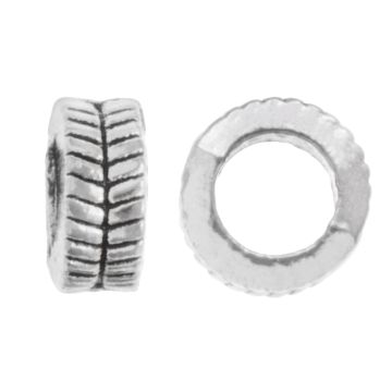 Metall Spacer Perlen Großes Loch (7 x 3 mm) Altsilber (25 Stück)