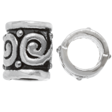 Metallperlen Großes Loch (9 x 5 mm) Altsilber (25 Stück)